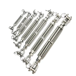 2Pcs 304 Stainless Steel Jaw and Jaw Turnbuckles M5 M6 M8 M10 M12 M14 M16 for Tensioning Cable Rope Chain