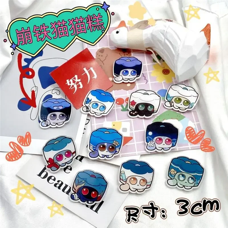 Honkai:Star Rail 42Pcs/Set Critter Pick Cats Cakes Dessert 3cm Acrylic Brooch Pin Badge Accessories For Clothes Backpack Gifts