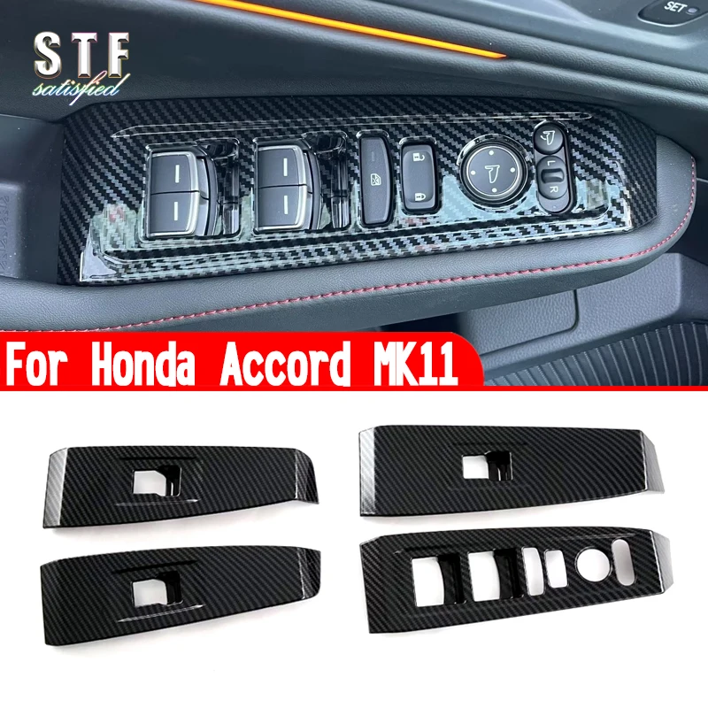 

Carbon Fiber Style Interior Door Window Buttons Cover Trim Car Accessories Stickers For Honda Accord 11th Gen 2023 2024