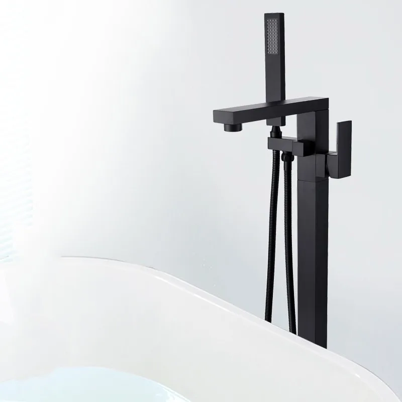 

All copper bathtub faucet hotel bathtub floor-to-ceiling hot and cold shower shower bathtub edge vertical set