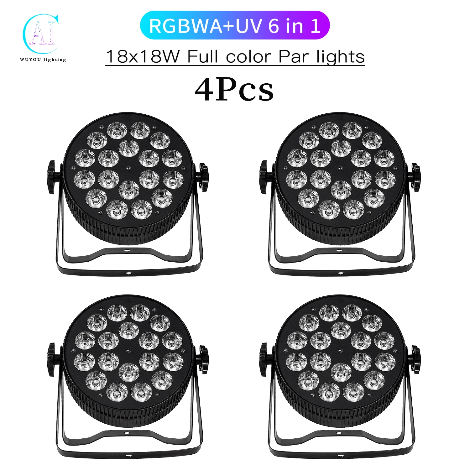 4Pcs/Lots  LED Par Light 18x12W RGBW/18x18W RGBWA+UV 6 in 1 Aluminum Flat Stage Light DMX Control DJ Disco Equipment