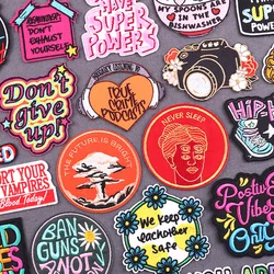 Positive Slogan Iron On Patches For Clothing Thermoadhesive Patches For Clothes Hip Hop Embroidery Patches On Jeans Jacket DIY