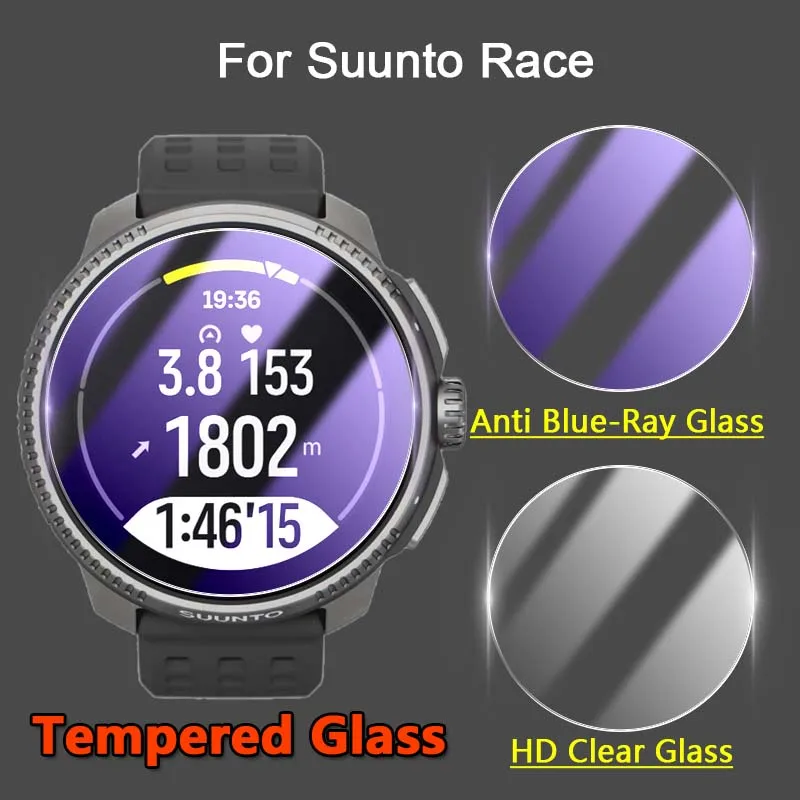 5Pcs Screen Protector For Suunto Race SmartWatch 2.5D 9H Ultra Slim Clear / Anti Blue-Ray Tempered Glass Protective Film