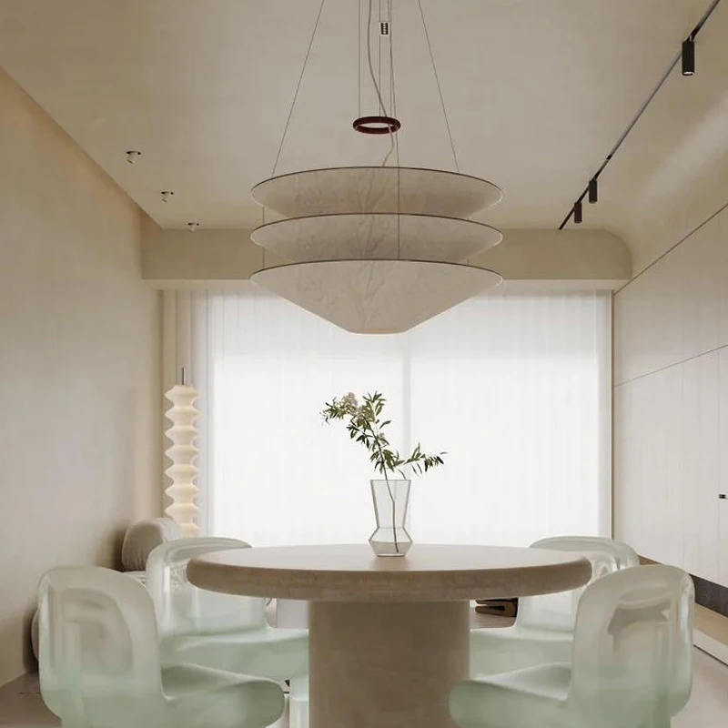 

Nordic Minimalist Dupont Paper Wabi Sabi Chandelier Living Dining Room Bedroom Pendant Lamp Restaurant Bar Hanging Light Fixture