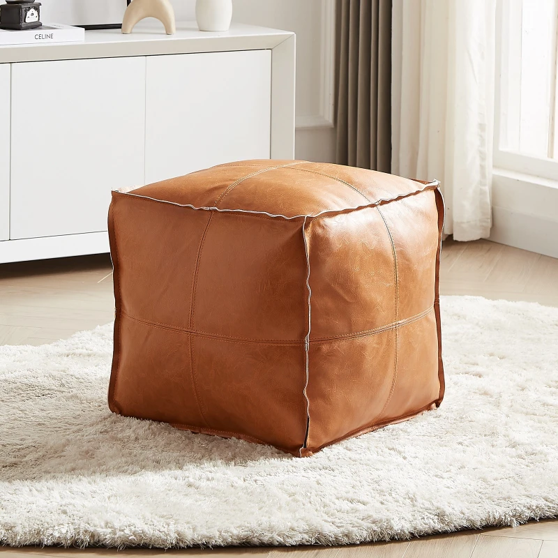 Leather filled shoe changing stool, sofa low stool, square storage foot couch futon seat pier