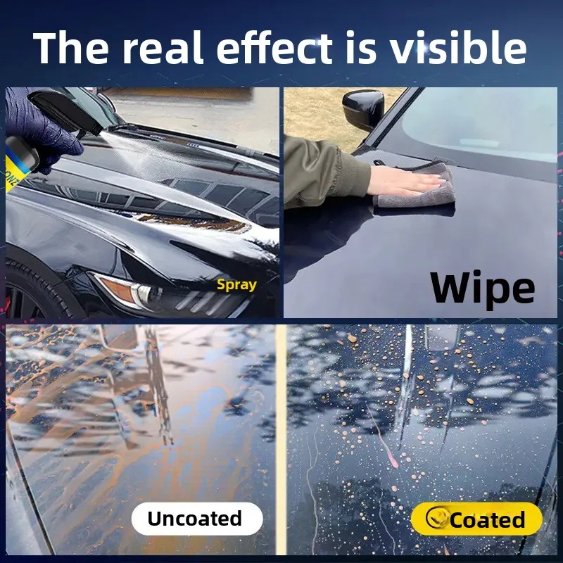 3 In 1 Ceramic Car Coating Spray - Quick Effect Nano Ceramic Liquid Wax Automotive Crystal Sealant & Polish Agent for Car Paint