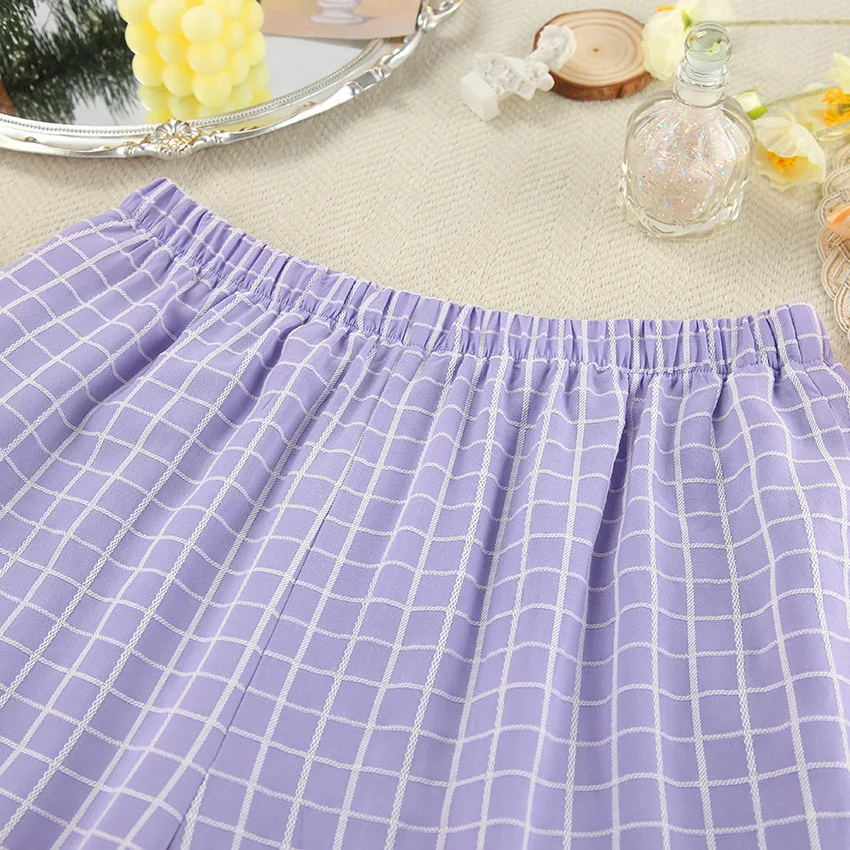 Trendy Women's Casual Style Plaid Loose Cardigan Women Long Sleeve Casual Pajamas Set Trousers Spring Autumn Winter Wear L Size