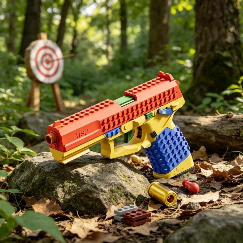 Educational Building Block Gun Toy For Kids Soft Bullet Pistol Toy Boy Friend Birthday Gift Dropship Safe Play Toys