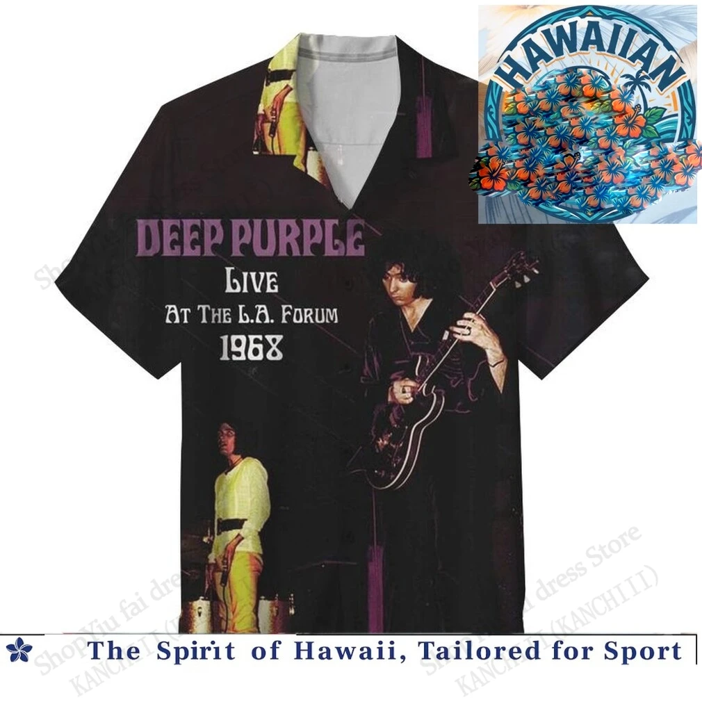 Vingtage Rock Deep Purple Band 3d Print Hawaiian Shirt Men Women Fashion Short Sleeve Single-breasted Shirt Manga Blouse Camisa