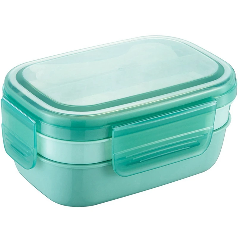 Lunch Box, 3 Layers All-In-One Bento Box With Utensil Set, Leak-Proof Bento Box For Dining Out, Work, Picnic