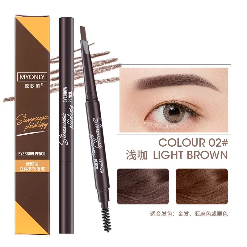 Crayon à sourcils Waterproof longue durée, Double tête, outil de maquillage, eyeliner, beauté, avec boîte, 3 pièces/paquet, livraison gratuite