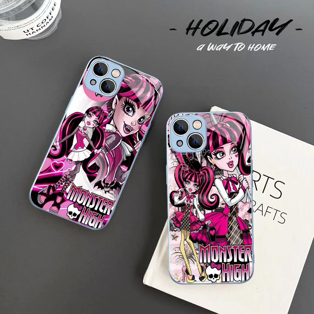 M-Monsters H-High Anime Phone Case Tempered Glass For Iphone 14 13 12 11 Pro Mini XS MAX 14Plus X XS XR Fundas