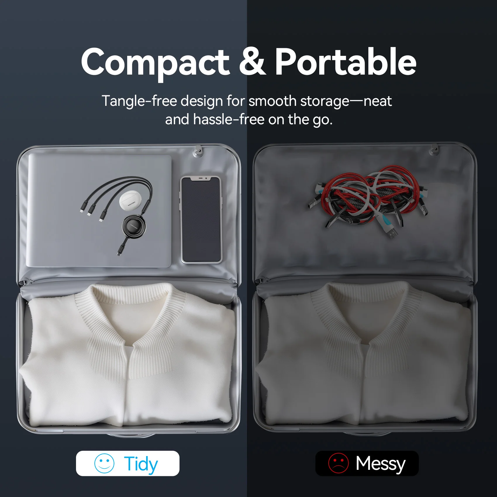 Vention 100 Вт USB C Тип C Кабель 3 в 1 Выдвижной кабель USB C Шнур для быстрой зарядки для iPhone 16 15 Macbook Портативный провод типа C