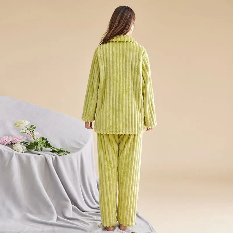 Lazy Wind Zipper  Thickening Warmth Can Be Worn Outside Pajama Women Flannel Fine Fleece Autumn Winter Coral Fleece Loungewear