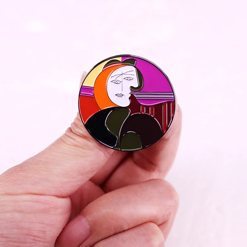 1PC Picasso Cubism Abstract Woman Face Enamel Pin, Modern Art Brooch, Aesthetic Artist Jewelry Gift