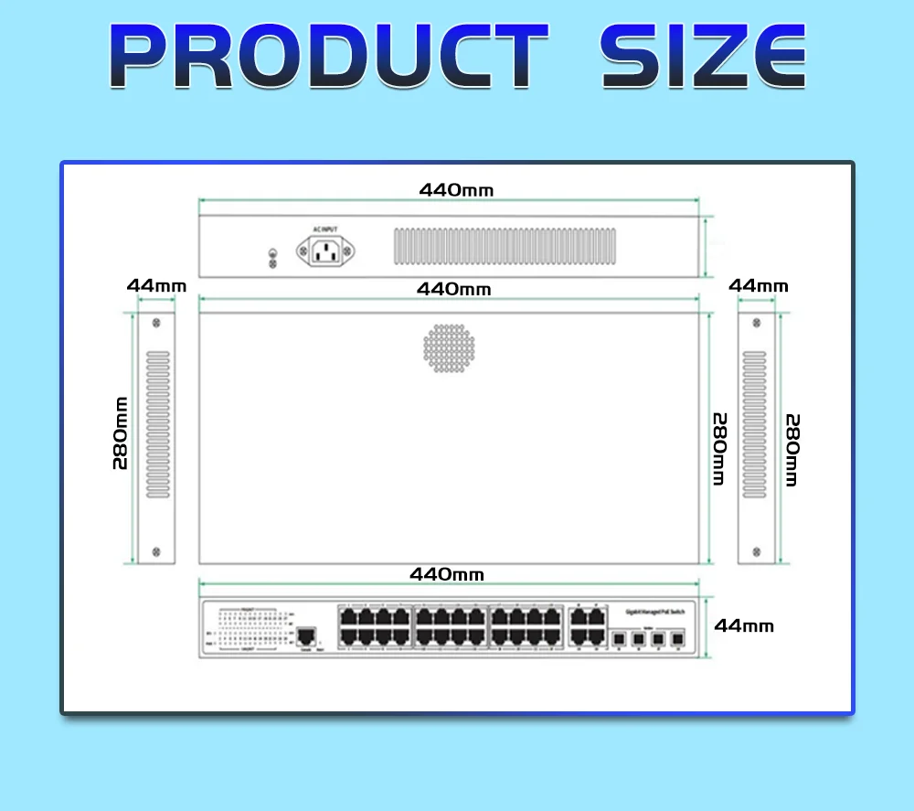 Imagem -05 - Optfox-hub do Interruptor da Fibra do Ethernet Cremalheira Montada 24 Portos Sfp Vlan Stp Qos Lan Rj45 19 l2 19