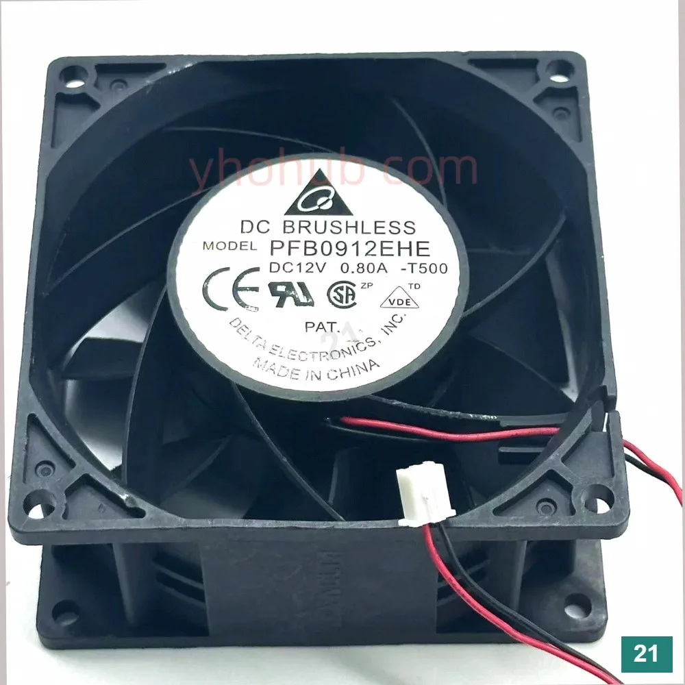Delta Electronics PFB0912EHE DC 12V 0,88A 90x90x38mm 2-Draht Server-Kühlventilator