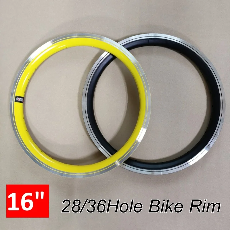 Strong 16 Inch 28/36 Hole CNC Bicycle Rim Aluminum Alloy Rim with Double Wall Suit 1.5/1.75 Tire Multi Color Cycling Parts