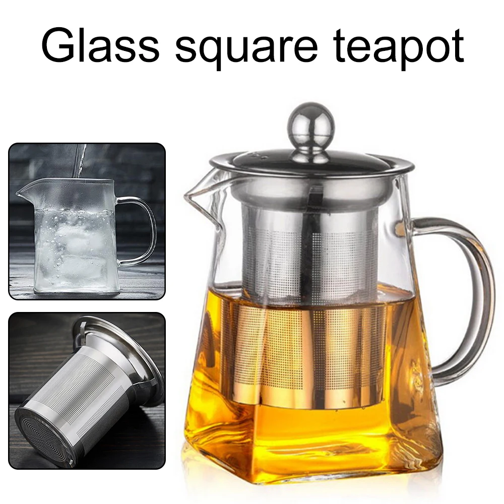 350-950ML Clear Heat Resistant Clear Glass Teapot Jug W Infuser Coffee Tea Leaf Herbal Pot Flower Teapot Milk Juice Container