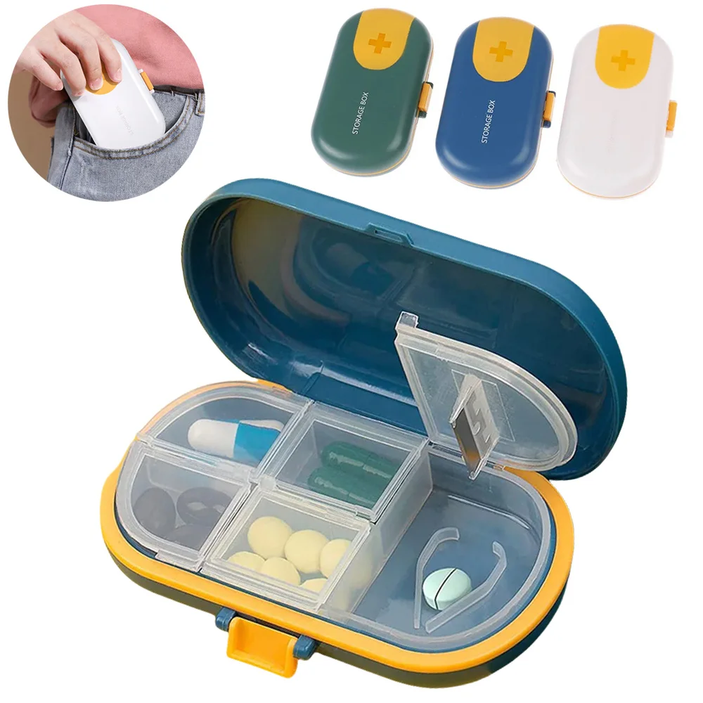 

1PCS Portable Pill Cutter 2-in-1 Pill Splitter and Case with Plastic Blade for Small or Large Pills, Travel Pill Crusher