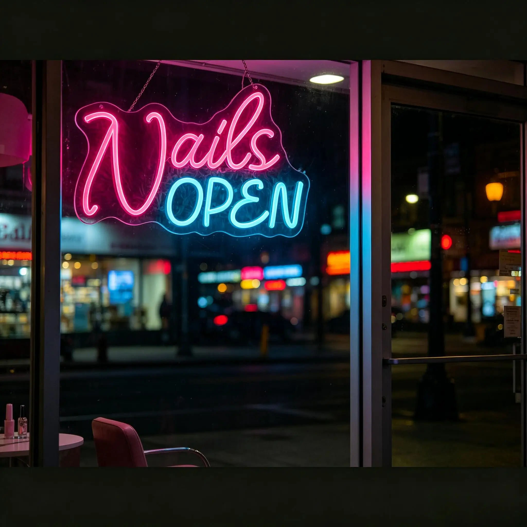 Nails Open Neon Sign USB Dimmable LED Light for Nail Salon Manicure Shop Business Window Storefront Display Wall Art Decor view 4