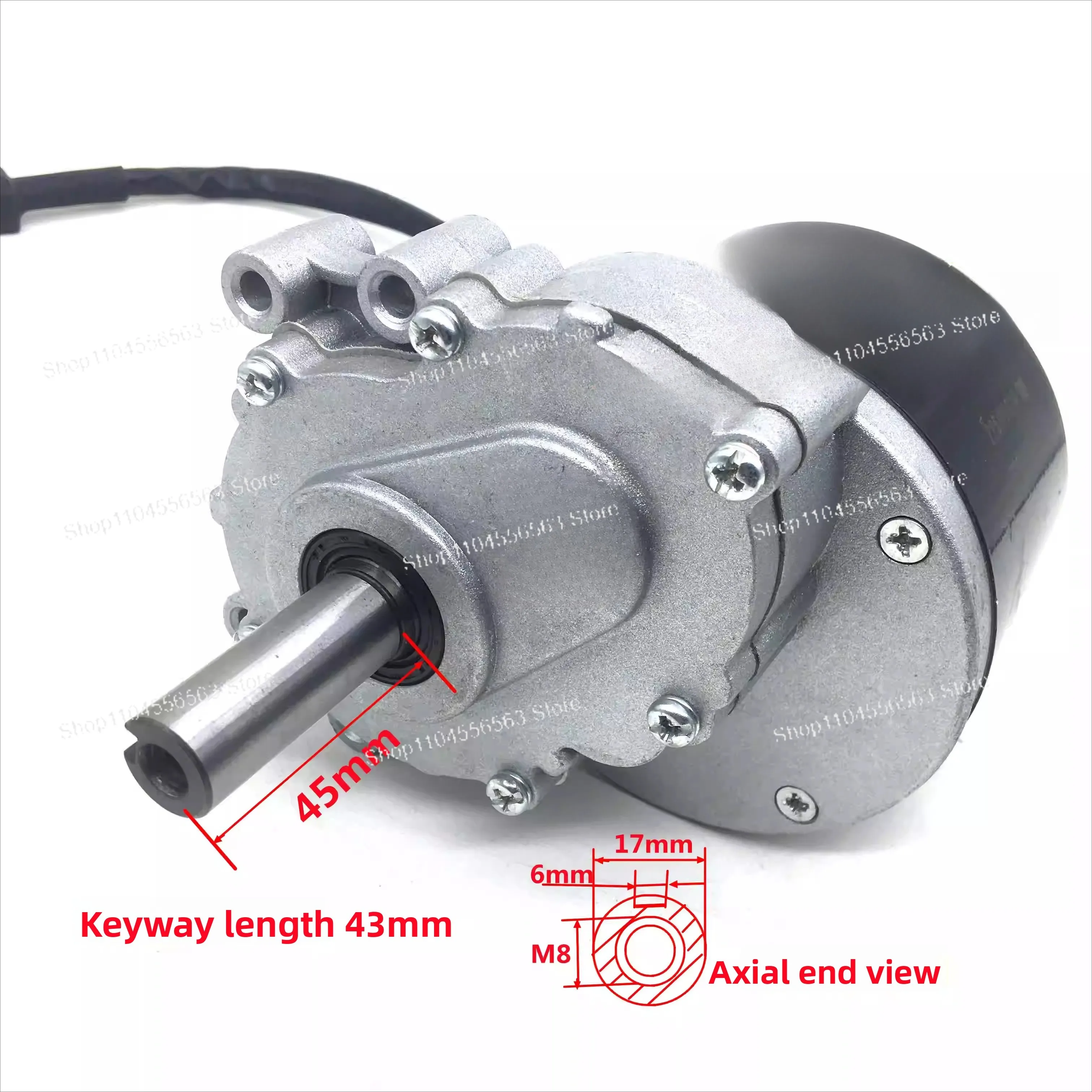 250W 24V DC Gear Brushed Motor, 75/120RPM Low Speed, 44mm Long Shaft 17mm Diameter, For Wheelchair