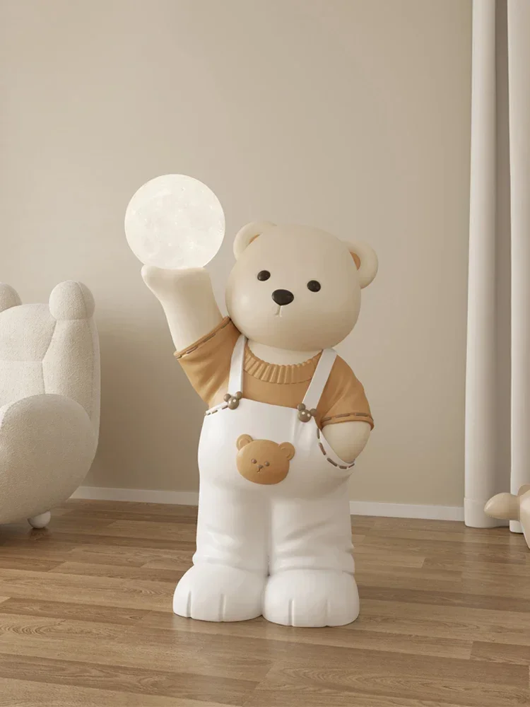 Nordic Home Decoration Cartoon Bear Sculptures And Figurine Light Luxury Room Decor Large Home Decoration Accessories Floor Lamp