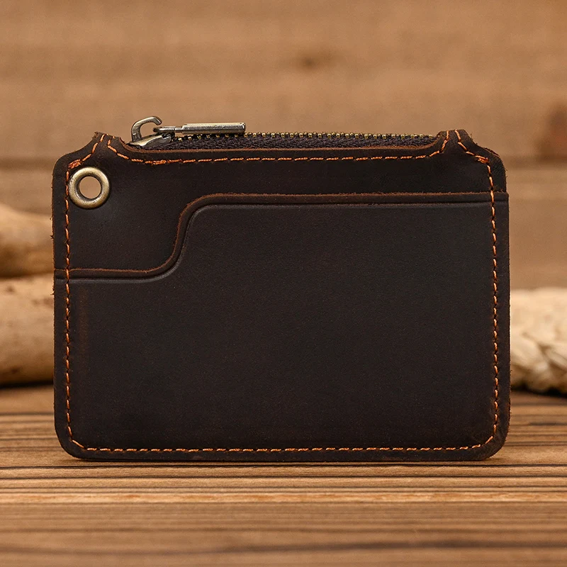 Luufan Vintage Crazy Horse Leather Men Coin Purse Genuine Leather Zipper Coin Wallet Retro Key Holder Small Money Bag clutch bag