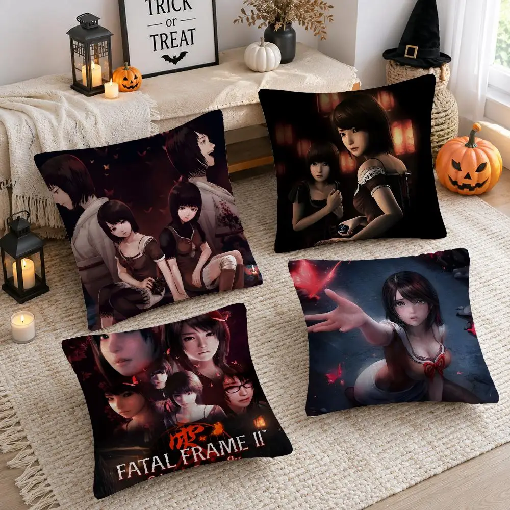 Game F-Fatal Frame II Crimson Butterfly Cushion Cover Decorative Pillow Case With Hidden Zipper Cutecore Room Decor For Home