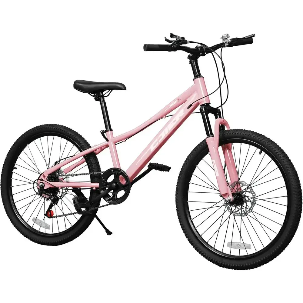 

24 Inch 7-Speed Suspension Mountain Bike for Kids 6-14, Dual Disc Brakes, Anti-Slip Tires