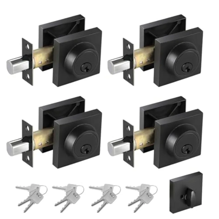 

Черный квадратный замок-защелка (4 шт.), матовый черный одноключевой замок-защелка с одинаковыми ключами, сверхпрочный замок-защелка для дома