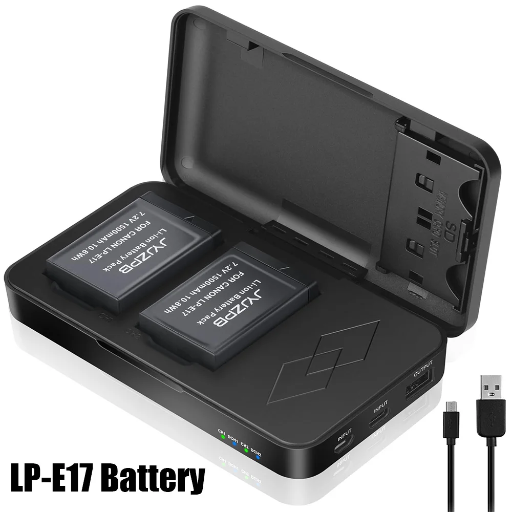 JYJZPB LP-E17 Battery for Canon Camera 2 Pack & DB Battery Charger EOS R50 R8,T8i T7i T6i,M3 M5 M6,EOS 200D 77D Canon Accessory