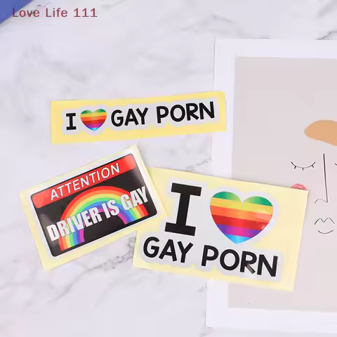 New 1Pc I LOVE GAY PORN Car Stickers Reflective Personality Car Stickers Gay Funny Stickers