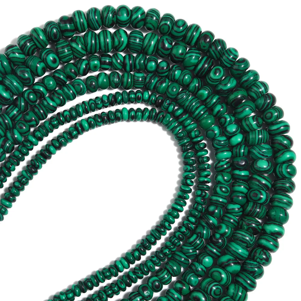 Natürliche Malachit-Steinperlen, 4, 6, 8 mm, Abakusform, lose Abstandsperlen für die Schmuckherstellung, DIY-Handwerk, Halskette, Armband, Zubehör