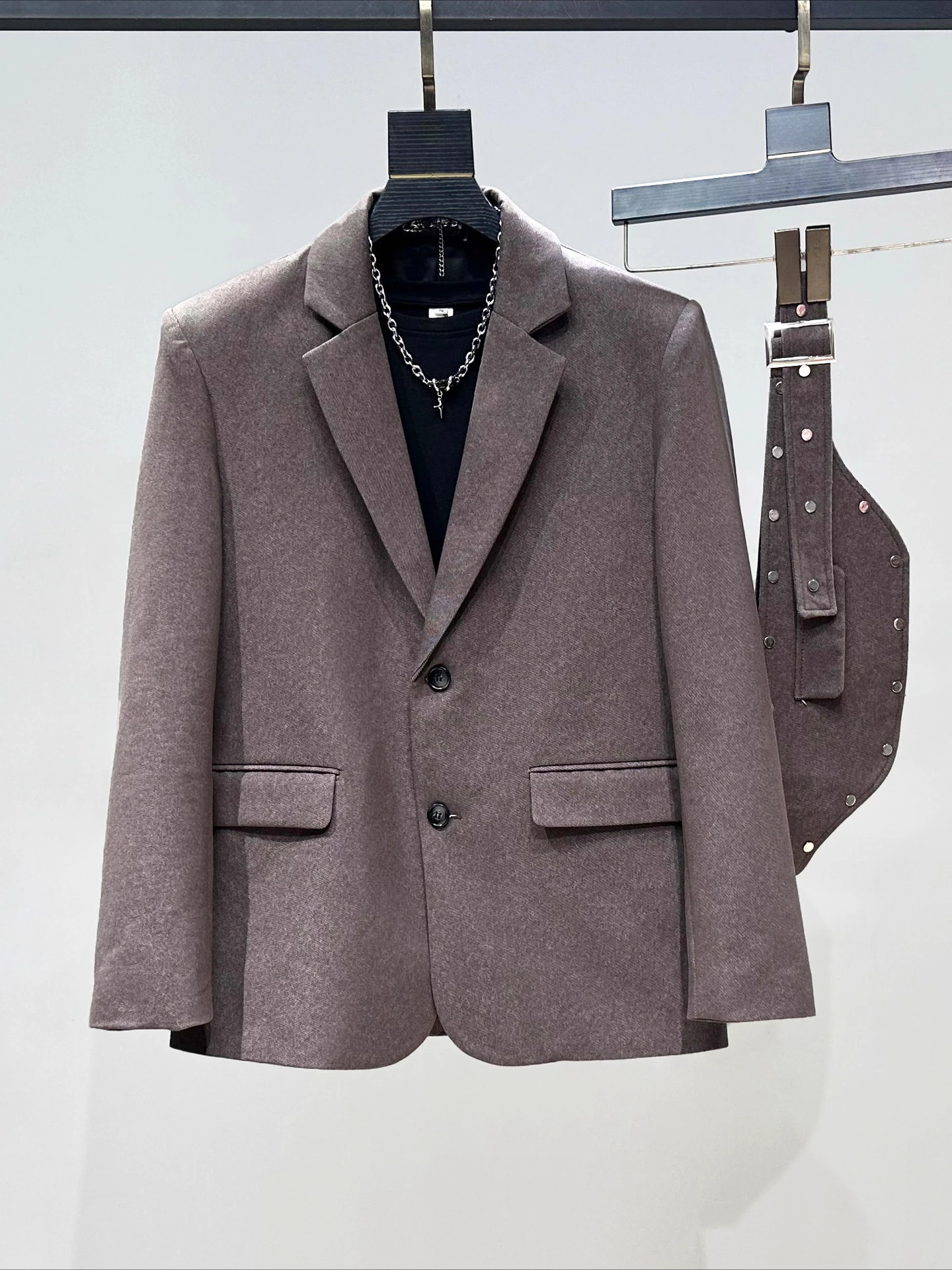 Men's 2025 Autumn Winter New 2pcs Suit Jacket Straight-Leg Trousers Two-Piece Sets Men's Trendy Loose Solid Color Chic Suit Sets