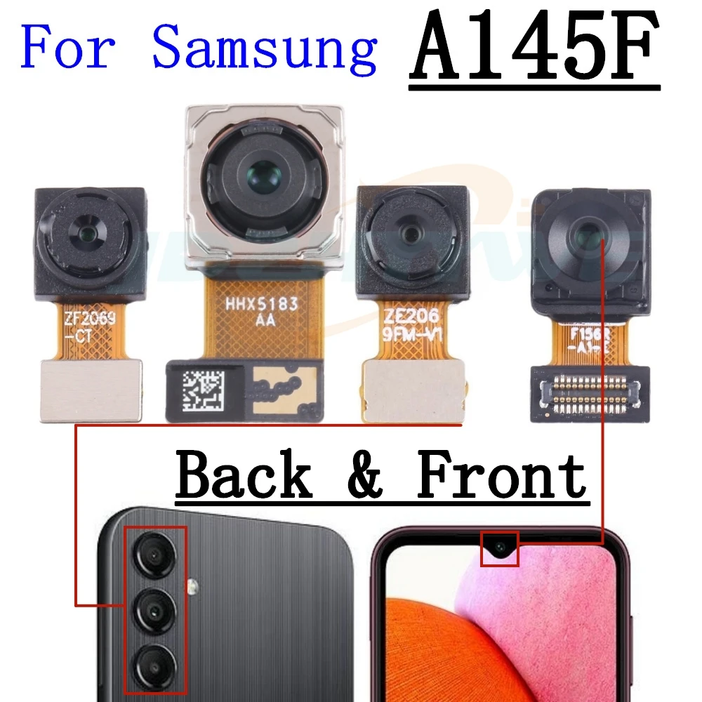 Rear Front Camera For Samsung Galaxy A04 A14 A045 A145 Frontal Selfie Facing Main Back Wide Camera Module Flex Cable Parts