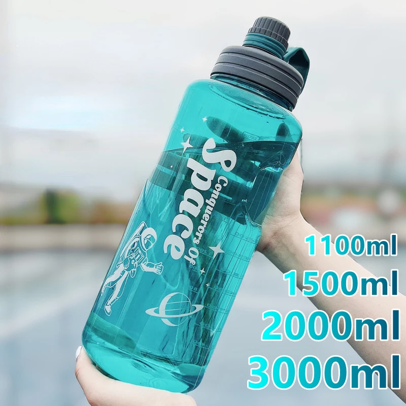 3L High Capacity Water Bottle Summer Sport Fitness Kettle Creative with Leakproof DoubleDrink Outdoor Portable Gradient Plastic