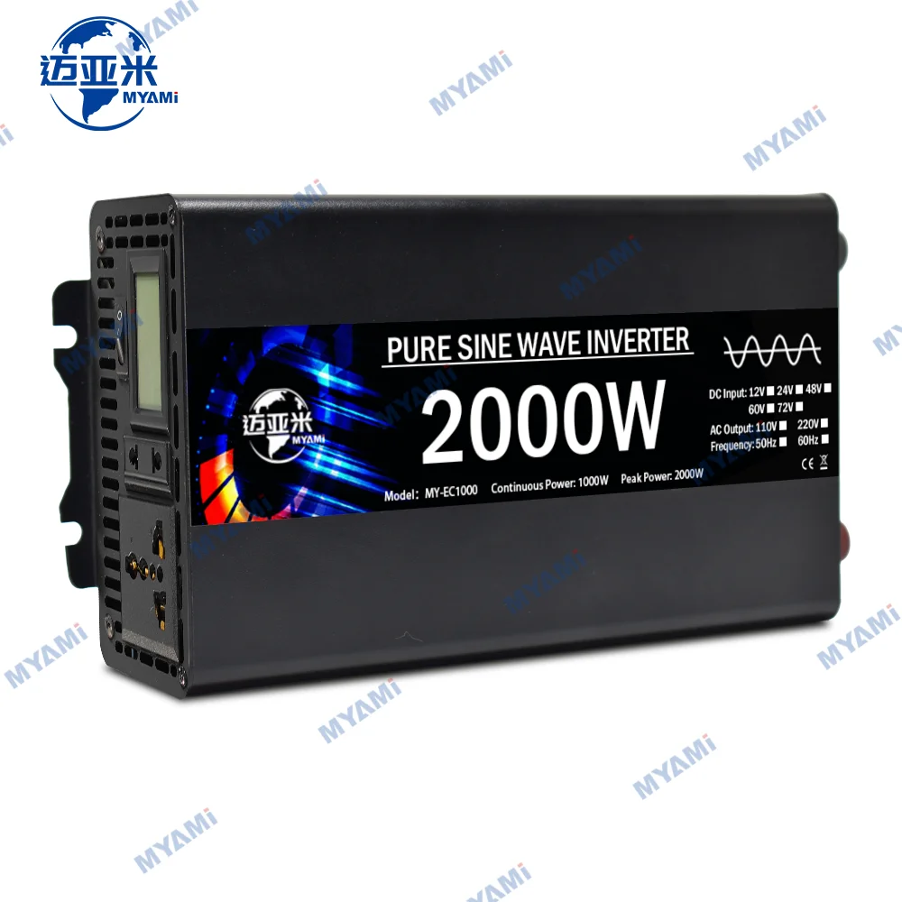 MYAMI 2000W Peak Power Home Usage DC AC Converter Factory Price 12v 220v Pure Sine Wave Inverter 1000W Solar Car Inverter 48v
