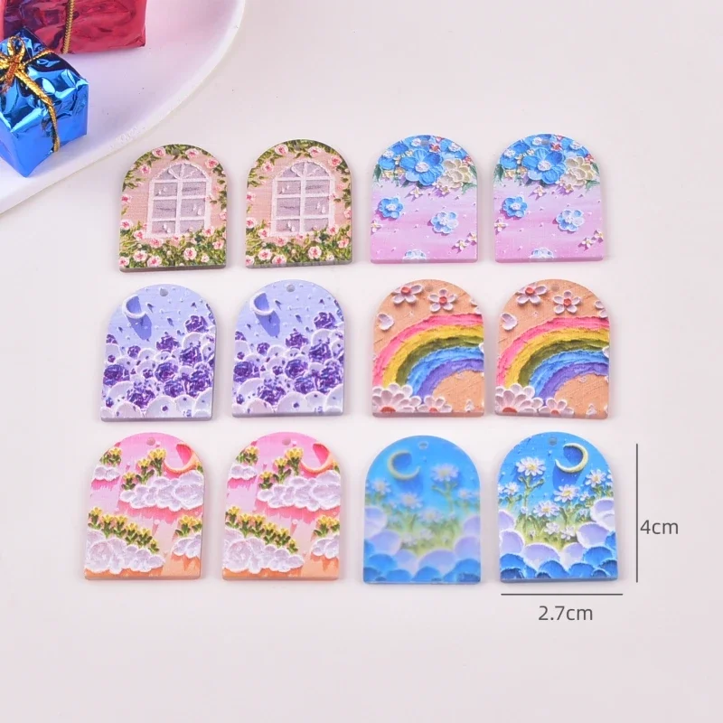 Összecsap 12/10pcs/pack Szépség virágos Rainbow akril charms Medál számára Fülbevaló Nyakdísz ékszer Gyártás kézműves DIY