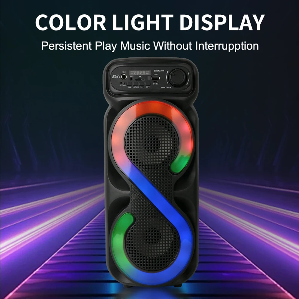 Portable Bluetooth Karaoke Speaker Machine High Power Outdoor Speaker with RGB Light Boombox Sound Box Home Family Singing