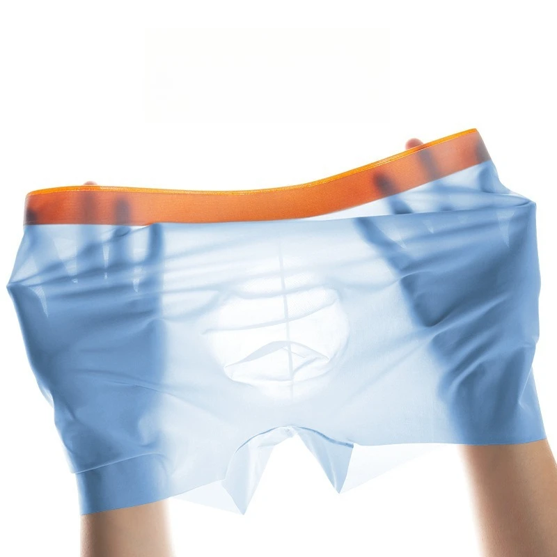 Men's Ice Silk Underwear Seamless Mask Quick Drying Breathable Thin Boxers 5d U Convex Pouch Underpants Bikini Panties