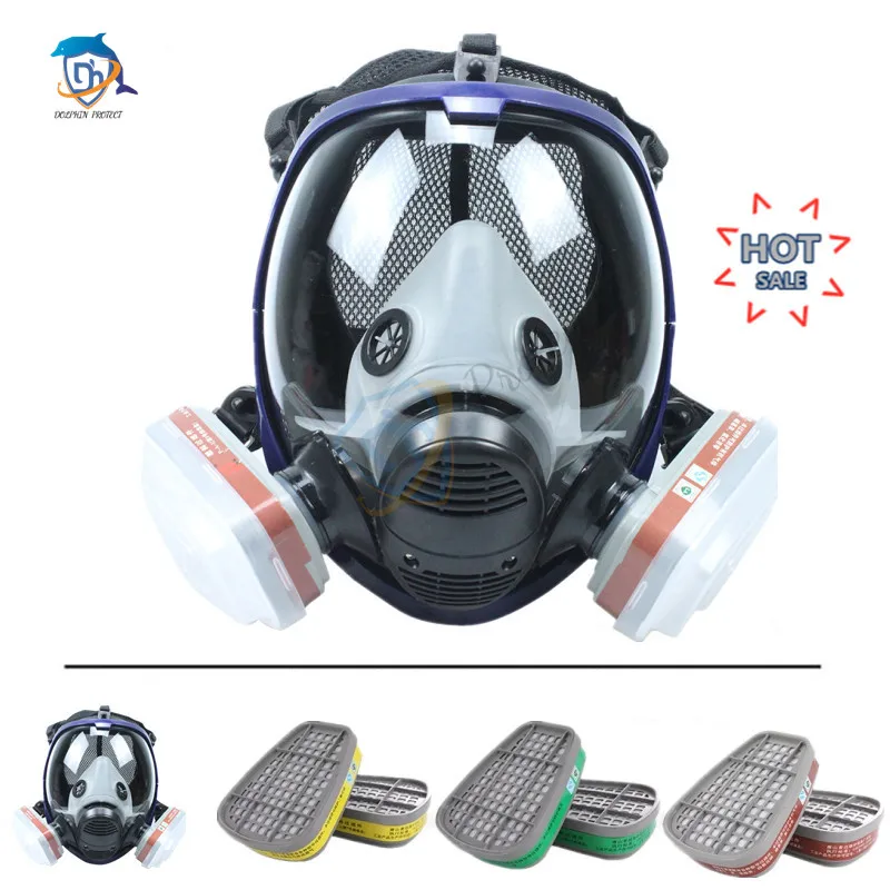 15/17 in 1 chemical gas mask 6800 dust respirator paint insecticide spray silicone full face mask filter for laboratory welding