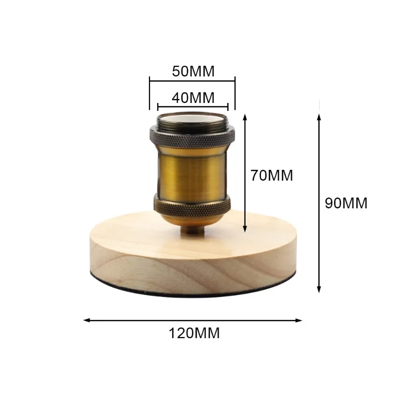 Wooden Lamp Edison Bulb Lamp Base E27 Bronze Table Lamp with 1.8M Flat EU UK Plug Cable Dimmer Switch Desk Lamp