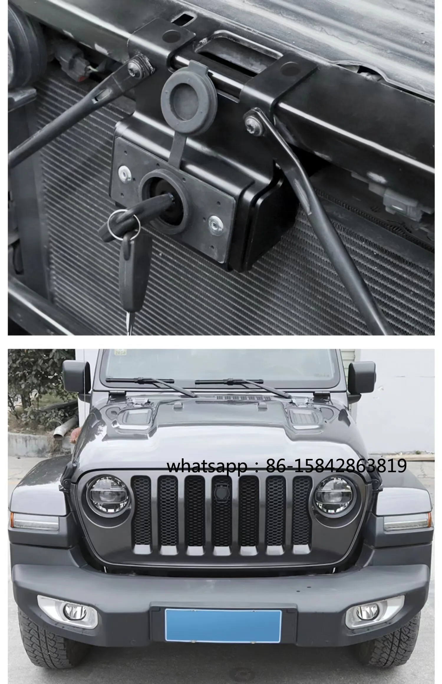 07-21 Wrangler JK/JL Cover Lock Hybrid Edition China Network Modified Anti-theft Lock Hood Lock Accessories