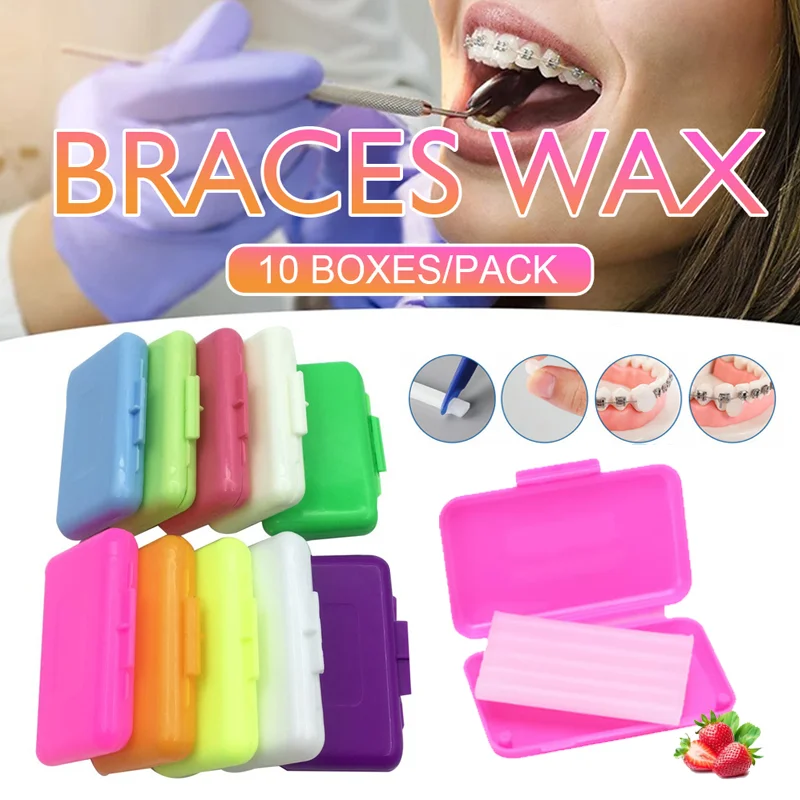 10 Boxes Fruit Flavour Orthodontic Wax For Dental Braces Gum Irritation Relief Teeth Whitening Oral Teeth Care Ortho Wax