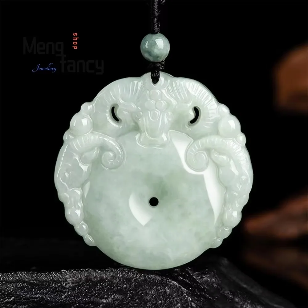 

Natural Myanmar A-goods Jadeite Three Sheep Kai Tai Peaceful Buckle Jade Pendant Exquisite Handicraft Fashion Jewelry Mascots