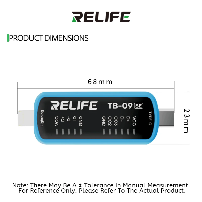 RELIFE TB-09 SE Simple Tail Insertion Tester Rapidly Locate Fault Points Lightning/Type-c Dual Plugs Fault Testing Tool