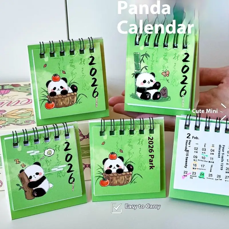 2026 Year Cartoon Panda Desktop Mini Desk Calendar Clock In Program Student Rewards Creative Gifts June 2025-December 2026