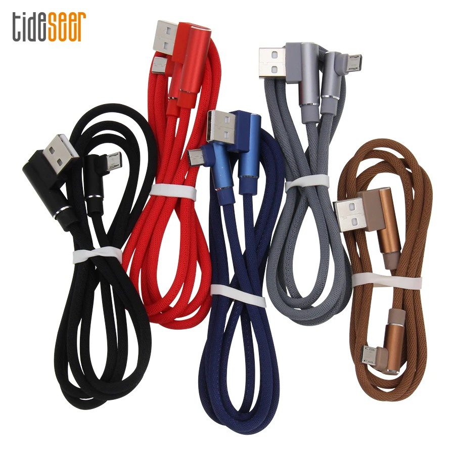 

50pcs 1m 2m 3m Micro USB Type C Fast Charging 90 Degree Cable For iPhone Xiaomi Samsung S20 Huawei Microusb Type-C Charger Cord