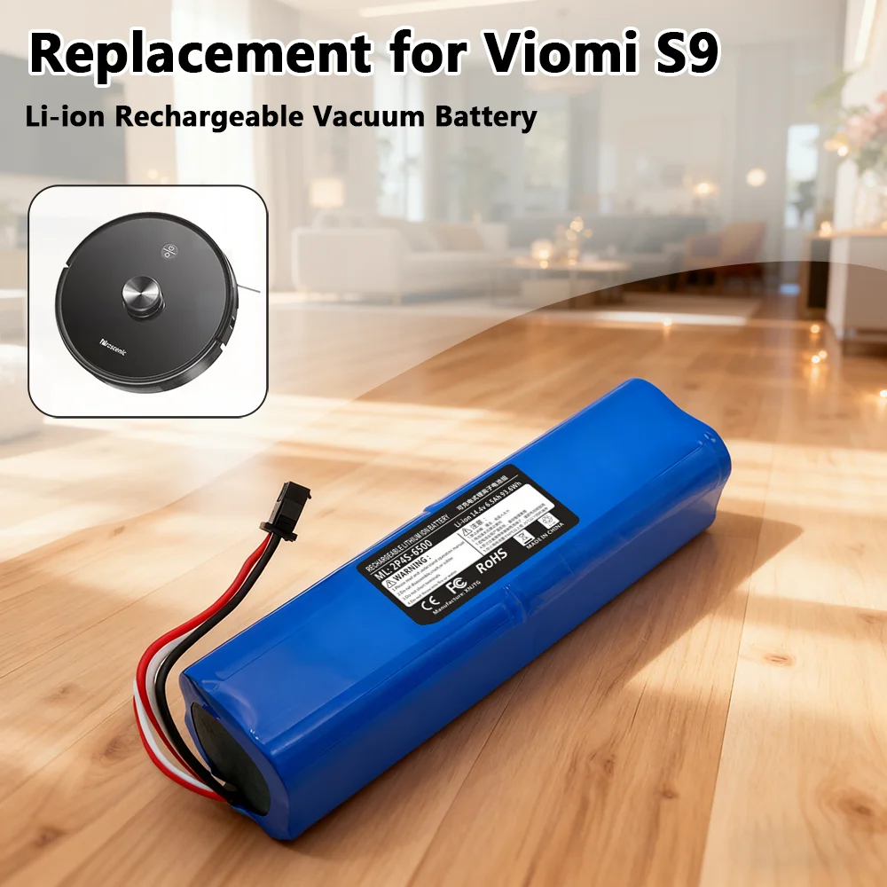 

14.4V 6500mAh Battery for Proscenic M7 Pro M8 Pro, Fits Viomi S9 Roidmi Eve Plus UONI V980 Max Coredy L900 Long Runtime